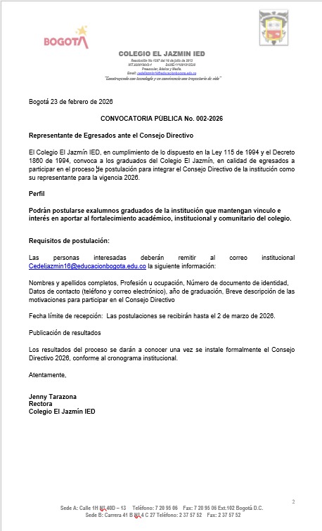 Convocatoria Representante del sector productivo y de  Egresados ante el Consejo Directivo