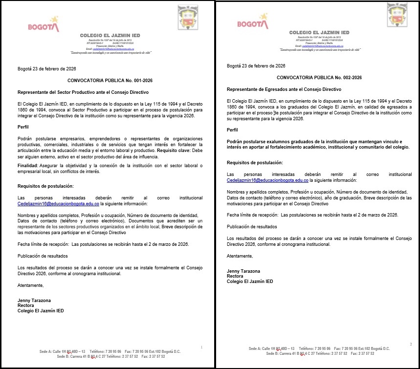 Convocatoria Representante del sector productivo y de  Egresados ante el Consejo Directivo